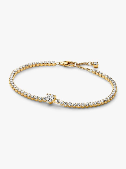 Pandora Sparkling Heart Tennis Bracelet 14k Gold Plating