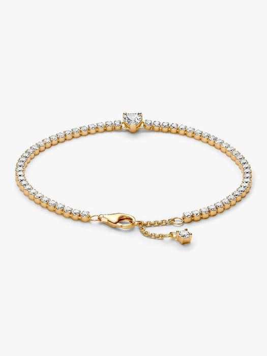 Pandora Sparkling Heart Tennis Bracelet 14k Gold Plating