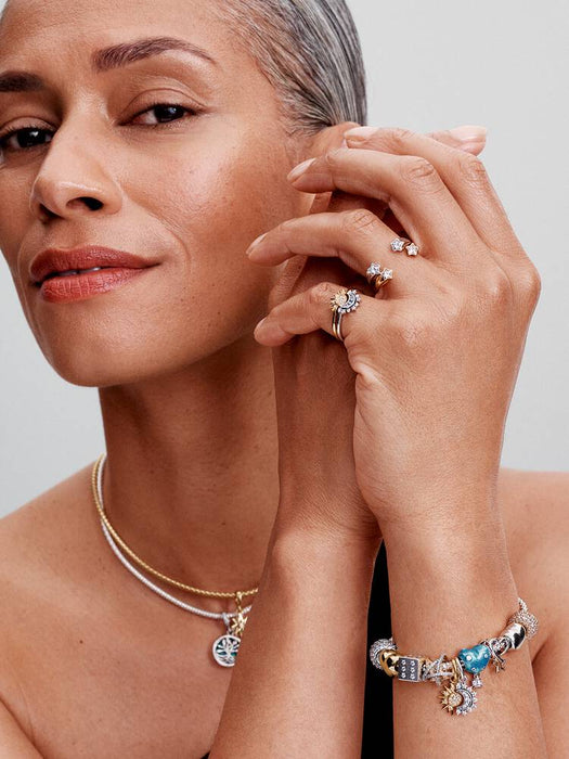 Pandora Sparkling Heart Tennis Bracelet 14k Gold Plating