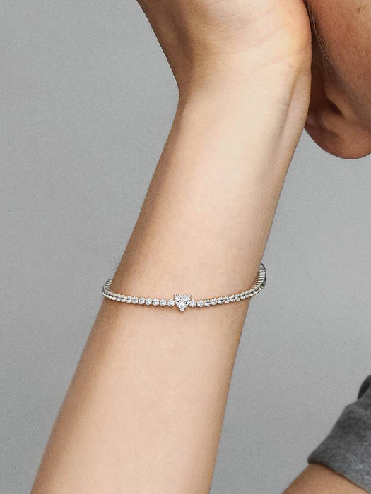 Pandora Sparkling Heart Tennis Bracelet Sterling Silver