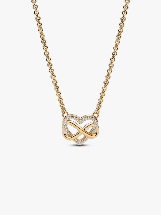 Pandora Sparkling Infinity Heart Collier Necklace 14k Gold Plating