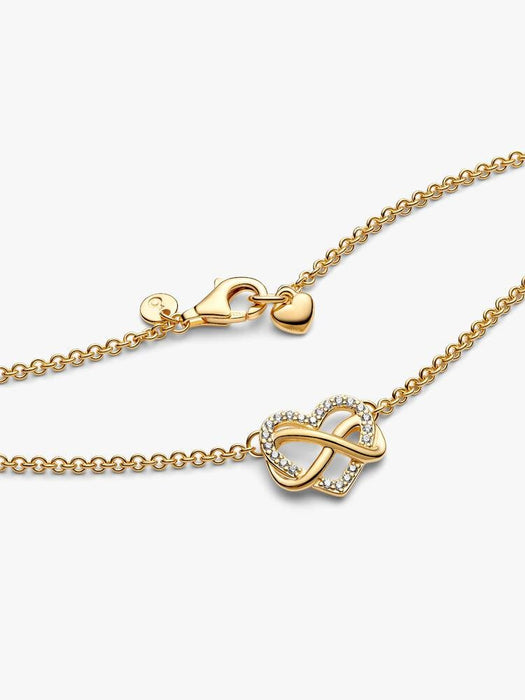 Pandora Sparkling Infinity Heart Collier Necklace 14k Gold Plating