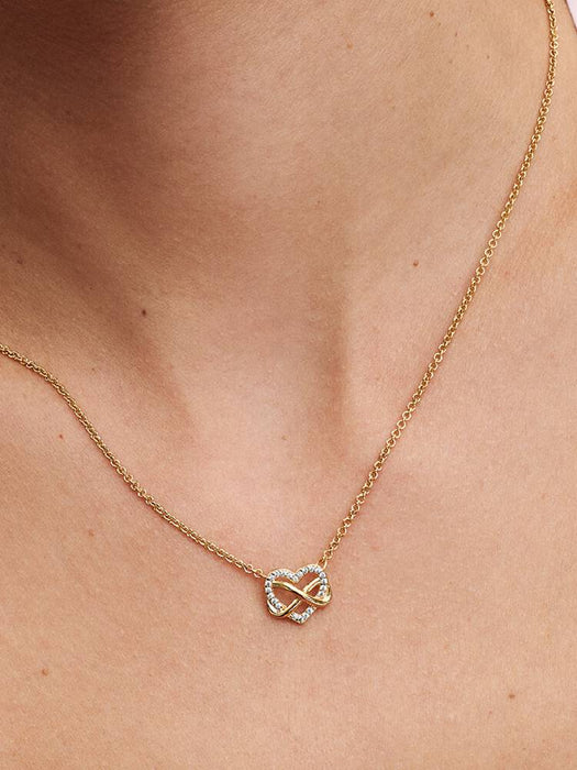 Pandora Sparkling Infinity Heart Collier Necklace 14k Gold Plating