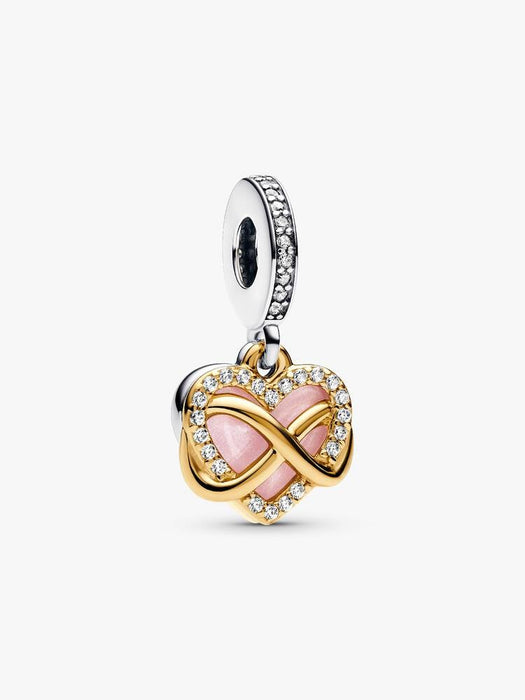 Pandora Sparkling Infinity Heart Dangle Charm Sterling Silver & 14K Gold Plating