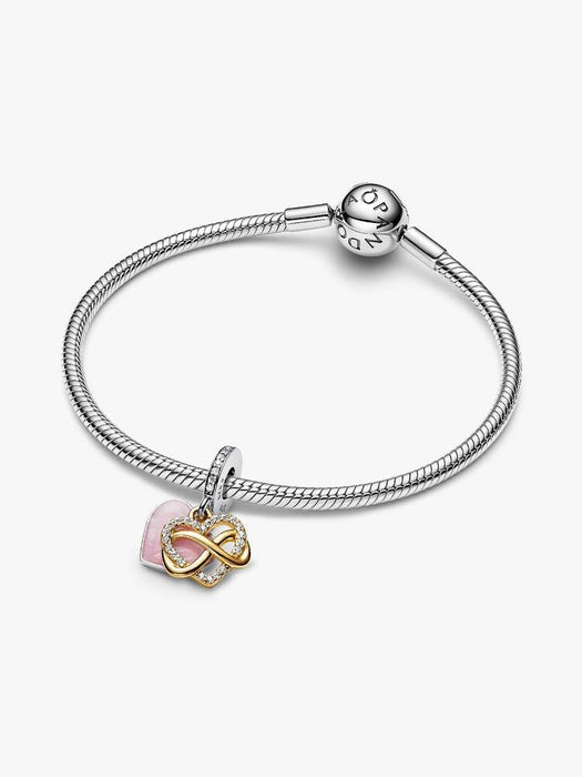 Pandora Sparkling Infinity Heart Dangle Charm Sterling Silver & 14K Gold Plating