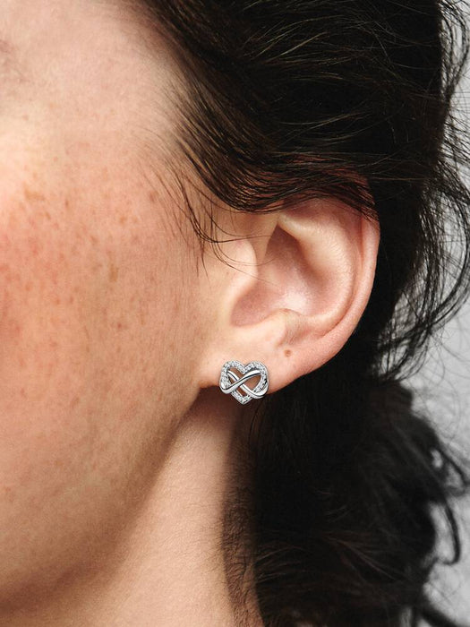 Pandora Sparkling Infinity Heart Stud Earrings Sterling Silver