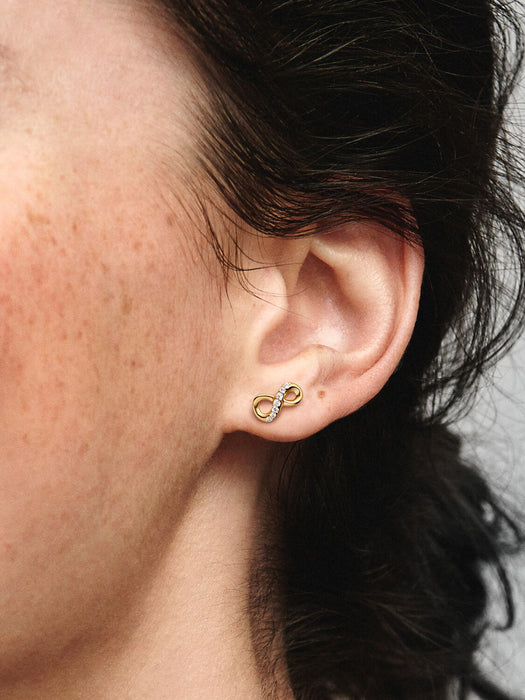 Pandora Sparkling Infinity Stud Earrings 14k Gold Plating