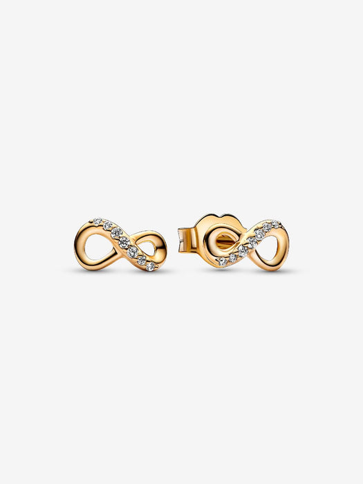 Pandora Sparkling Infinity Stud Earrings 14k Gold Plating