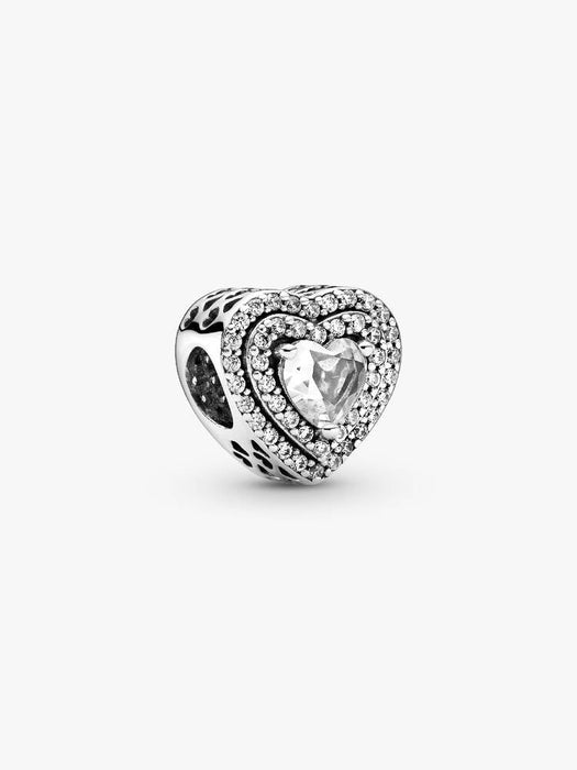 Pandora Sparkling Levelled Hearts Charm Sterling Silver