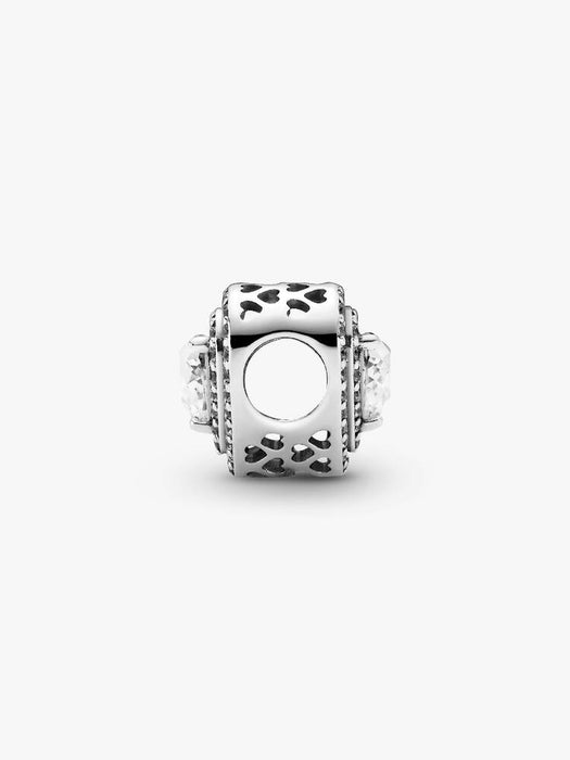 Pandora Sparkling Levelled Hearts Charm Sterling Silver