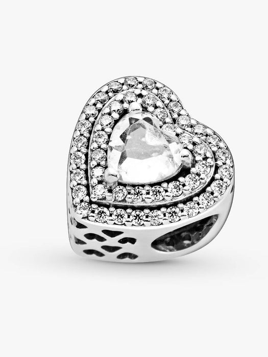 Pandora Sparkling Levelled Hearts Charm Sterling Silver