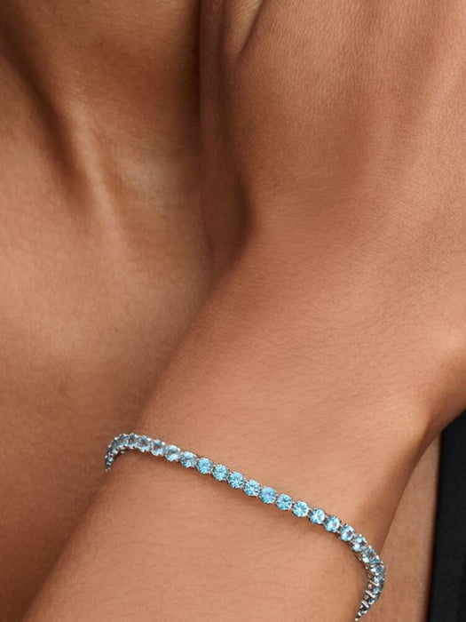 Pandora Sparkling Light Blue Tennis Bracelet Sterling Silver