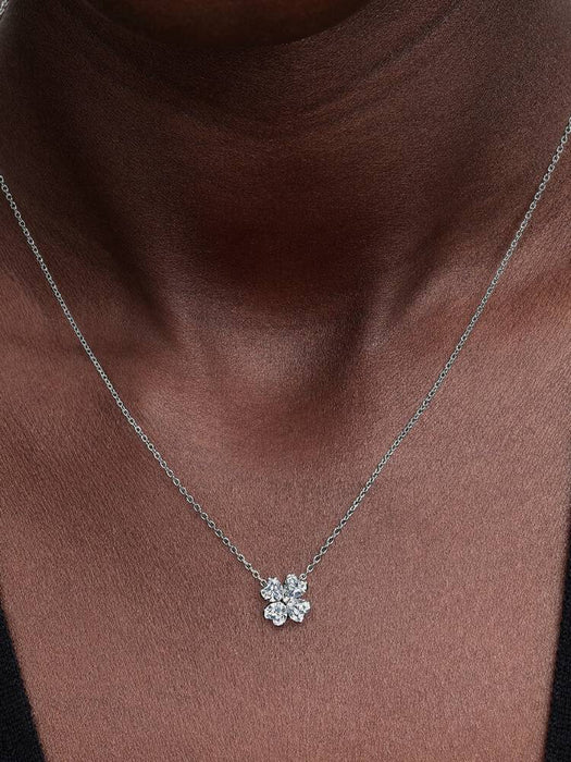 Pandora Sparkling Lucky Clover Pendant Necklace Sterling Silver