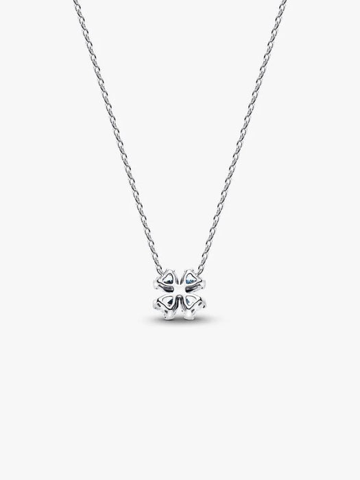 Pandora Sparkling Lucky Clover Pendant Necklace Sterling Silver