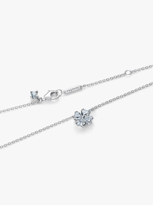 Pandora Sparkling Lucky Clover Pendant Necklace Sterling Silver