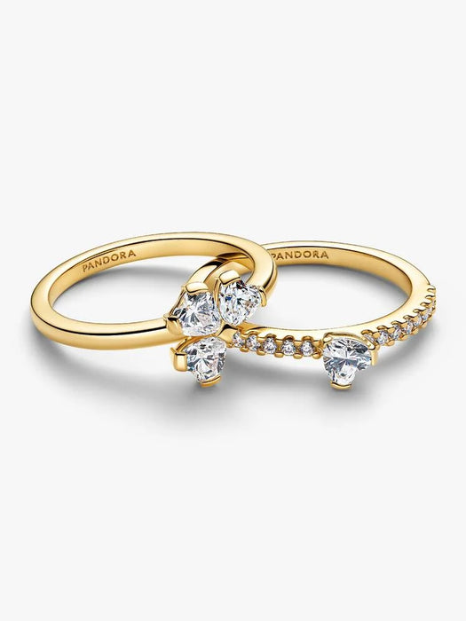 Pandora Sparkling Lucky Clover Splittable Ring 14k Gold Plating