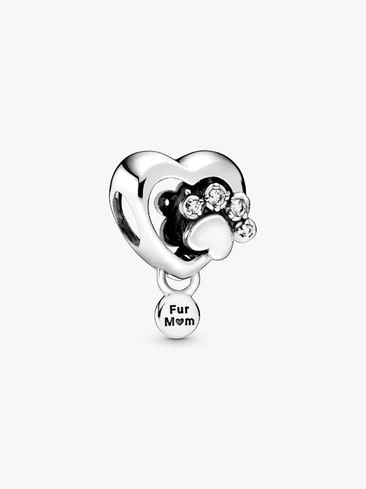Pandora Sparkling Paw Print & Heart Charm Sterling Silver