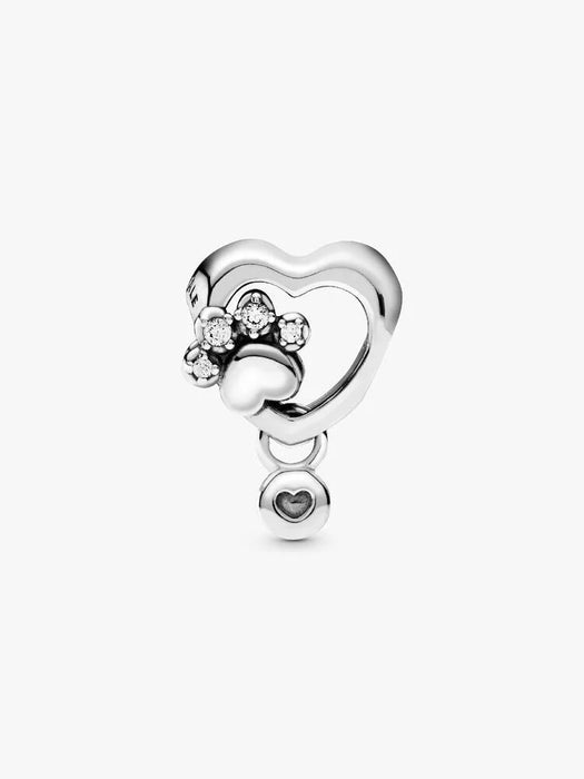 Pandora Sparkling Paw Print & Heart Charm Sterling Silver