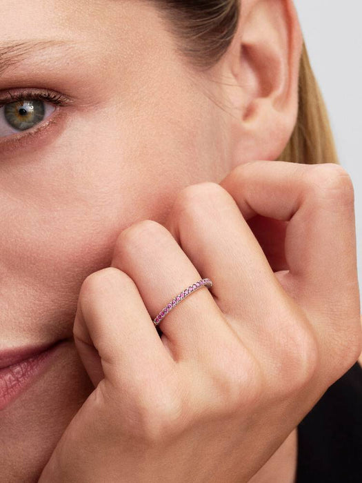 Pandora Sparkling Pink Band Ring Sterling Silver