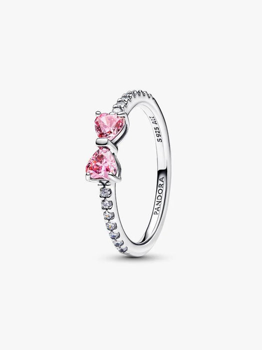 Pandora Sparkling Pink Bow Ring Sterling Silver