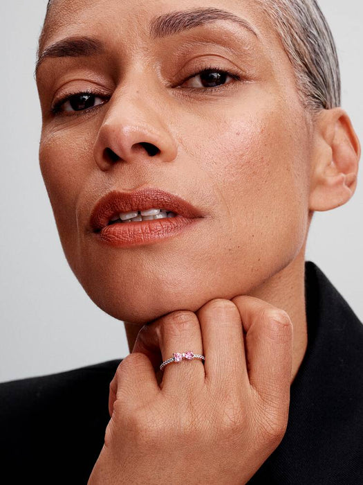 Pandora Sparkling Pink Bow Ring Sterling Silver