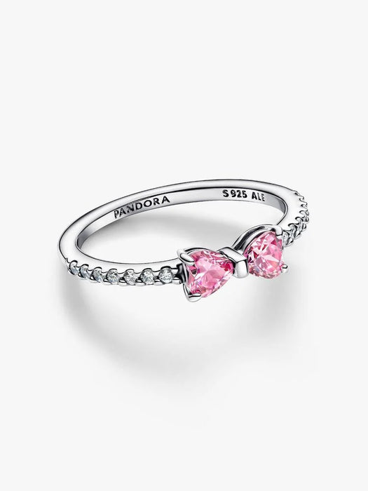 Pandora Sparkling Pink Bow Ring Sterling Silver