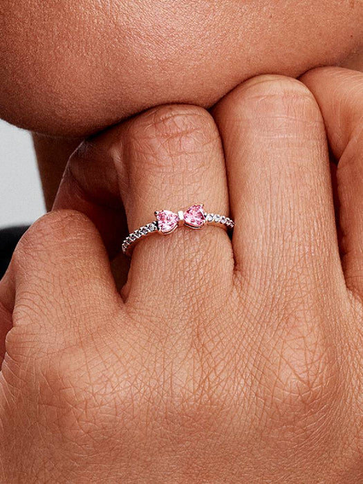 Pandora Sparkling Pink Bow Ring Sterling Silver