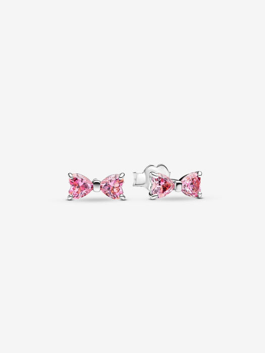 Pandora Sparkling Pink Bow Stud Earrings Sterling Silver