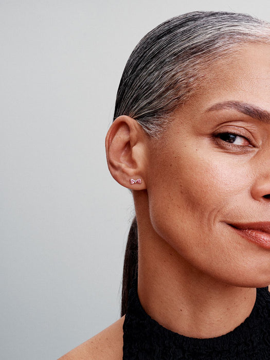 Pandora Sparkling Pink Bow Stud Earrings Sterling Silver