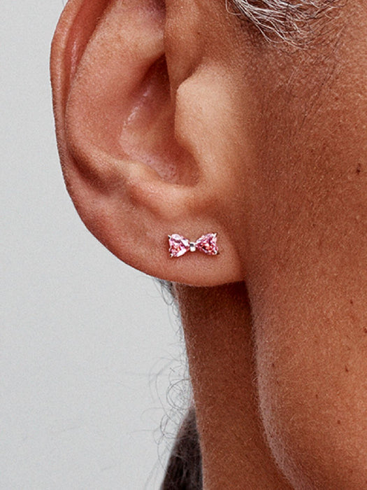 Pandora Sparkling Pink Bow Stud Earrings Sterling Silver
