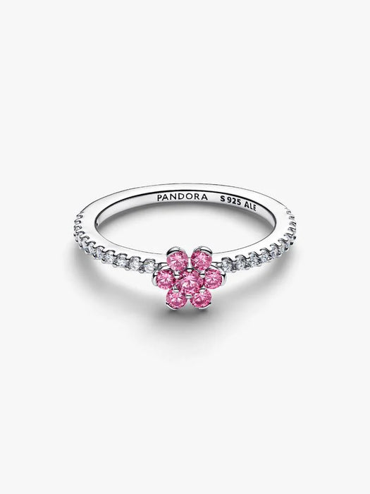 Pandora Sparkling Pink Flower Ring Sterling Silver