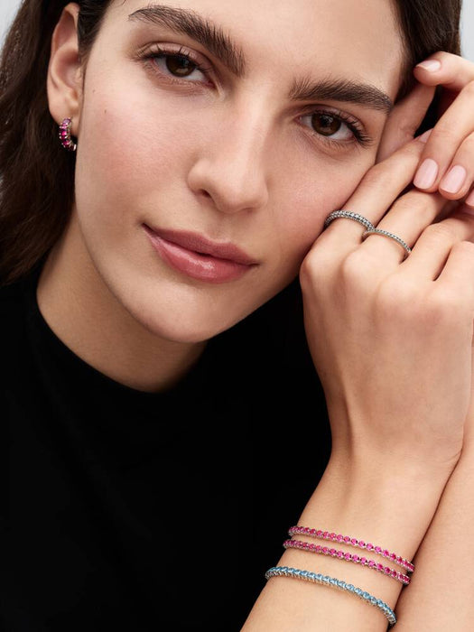 Pandora Sparkling Pink Tennis Bracelet Sterling Silver