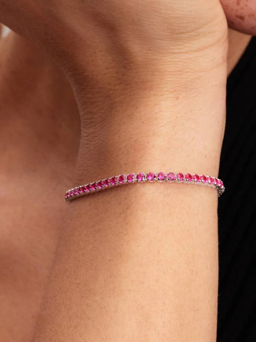 Pandora Sparkling Pink Tennis Bracelet Sterling Silver