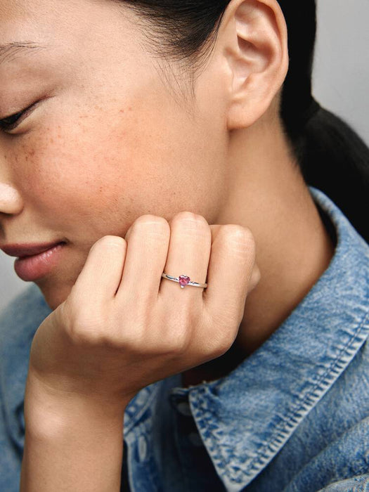 Pandora Sparkling Red Heart Ring Sterling Silver
