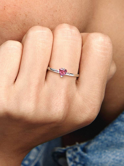Pandora Sparkling Red Heart Ring Sterling Silver