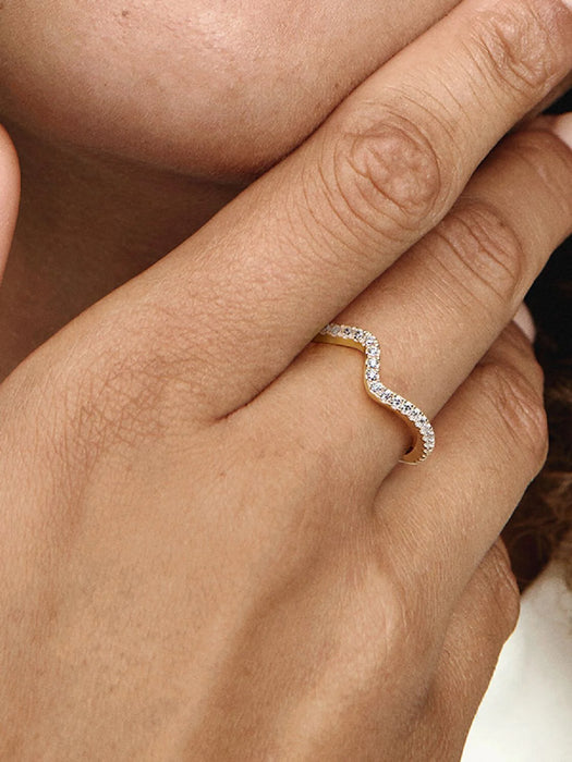 Pandora Sparkling Wave Ring 14k gold plating