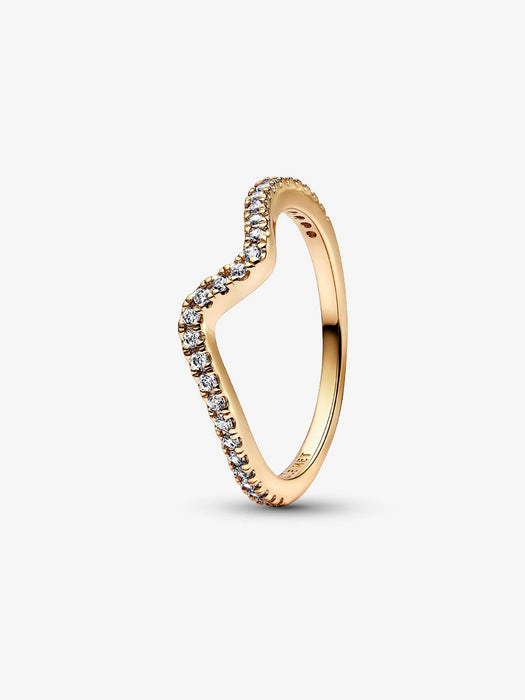 Pandora Sparkling Wave Ring 14k gold plating