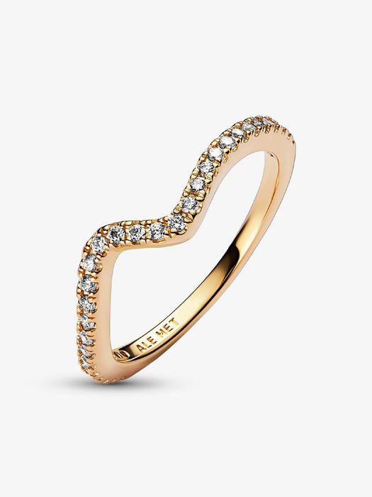 Pandora Sparkling Wave Ring 14k gold plating