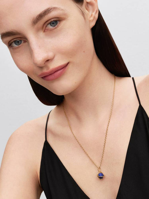 Pandora Spinning Celestial Blue Planet Dangle Charm 14k Gold Plating