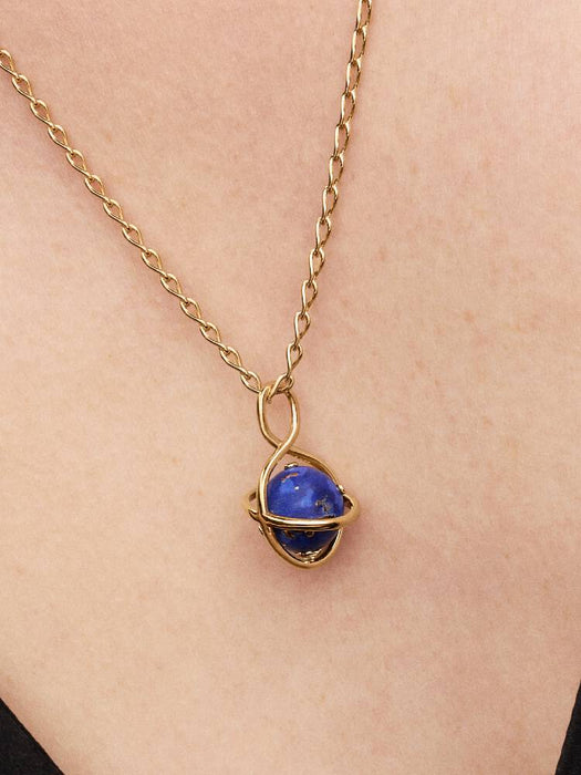 Pandora Spinning Celestial Blue Planet Dangle Charm 14k Gold Plating