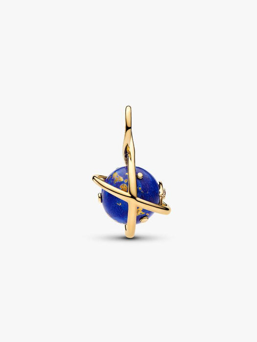 Pandora Spinning Celestial Blue Planet Dangle Charm 14k Gold Plating