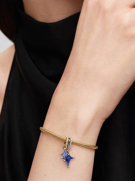 Pandora Splittable Stars Double Dangle Charm 14k Gold Plating And  Sterling Silver