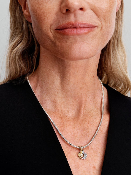 Pandora Splittable Sun & Moon Dangle Charm Sterling Silver And 14k Gold Plating