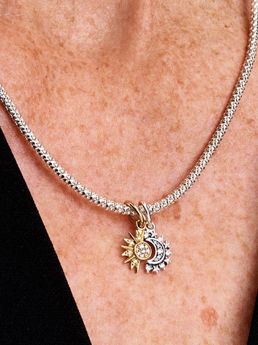 Pandora Splittable Sun & Moon Dangle Charm Sterling Silver And 14k Gold Plating