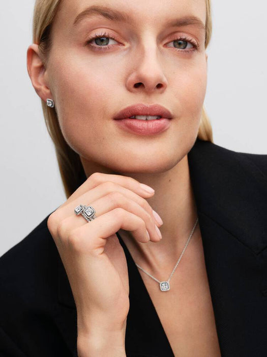 Pandora Square Sparkle Halo Stud Earrings Sterling Silver