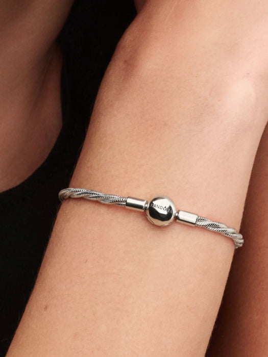 Pandora Round Pandora Clasp Twisted Snake Chain Sterling Silver