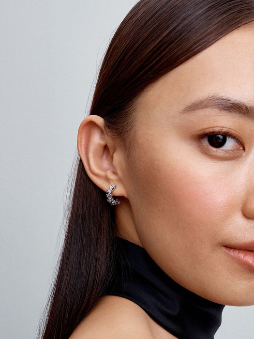 Pandora Sparkling Hearts Open Hoop Earrings Sterling Silver