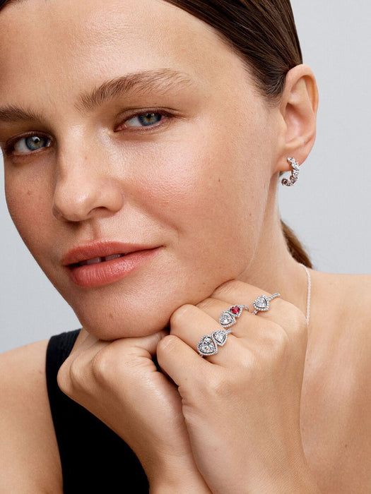 Pandora Sparkling Hearts Open Hoop Earrings Sterling Silver