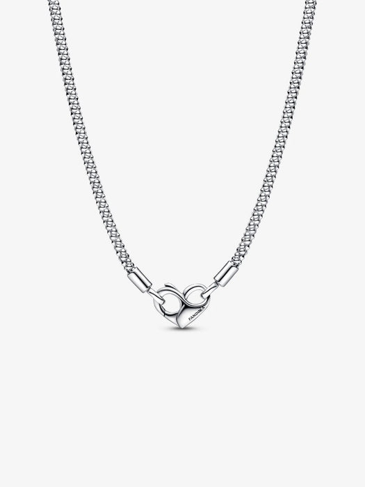 PANDORA Studded Chain Necklace Heart Clasp Sterling Silver