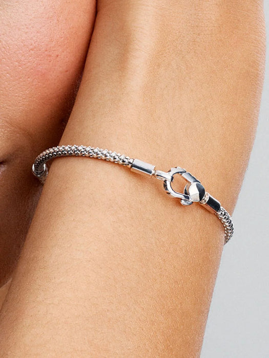 Pandora Studded Clasp & Chain Bracelet Sterling Silver